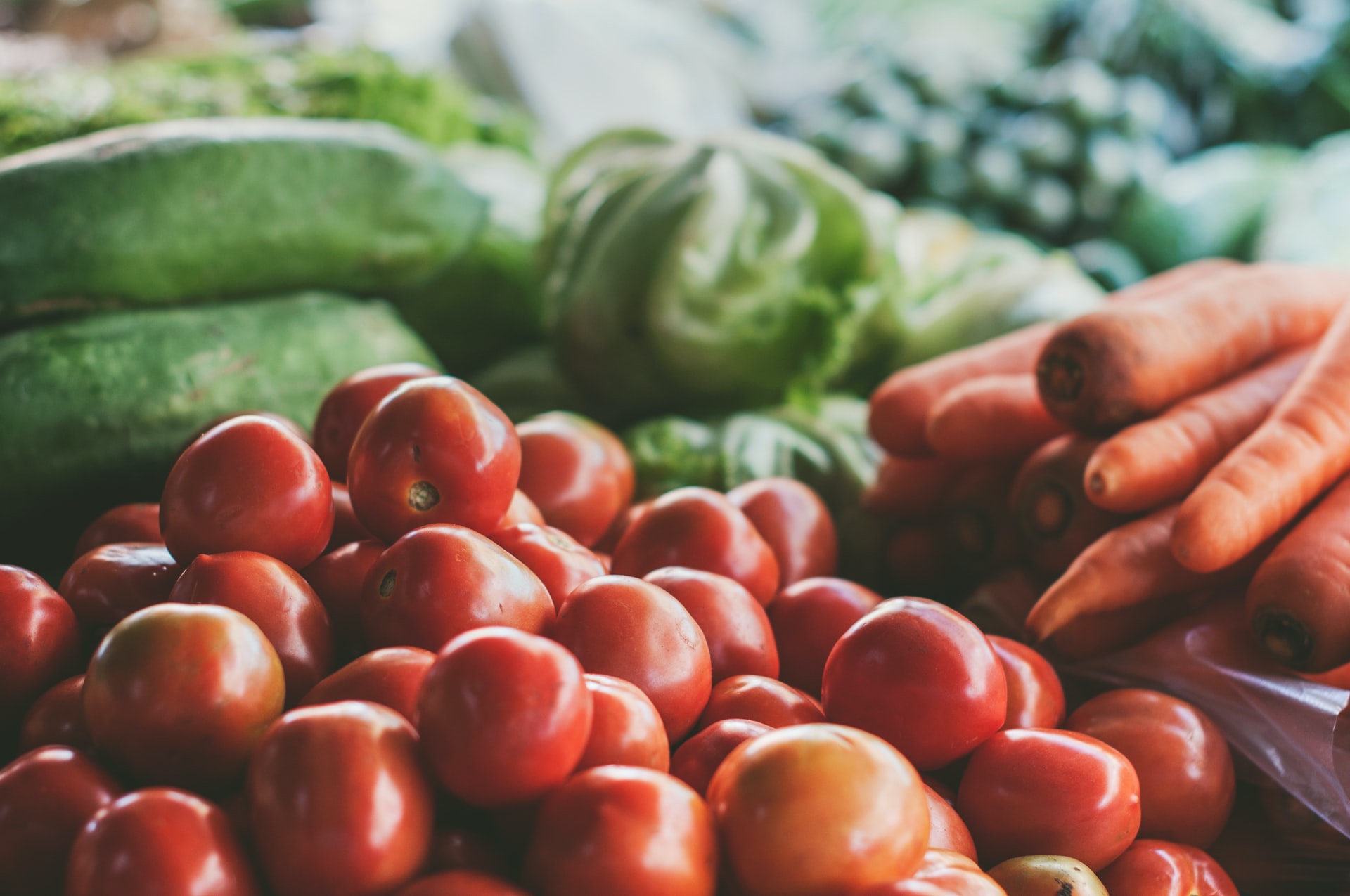 Stacks of vegetables